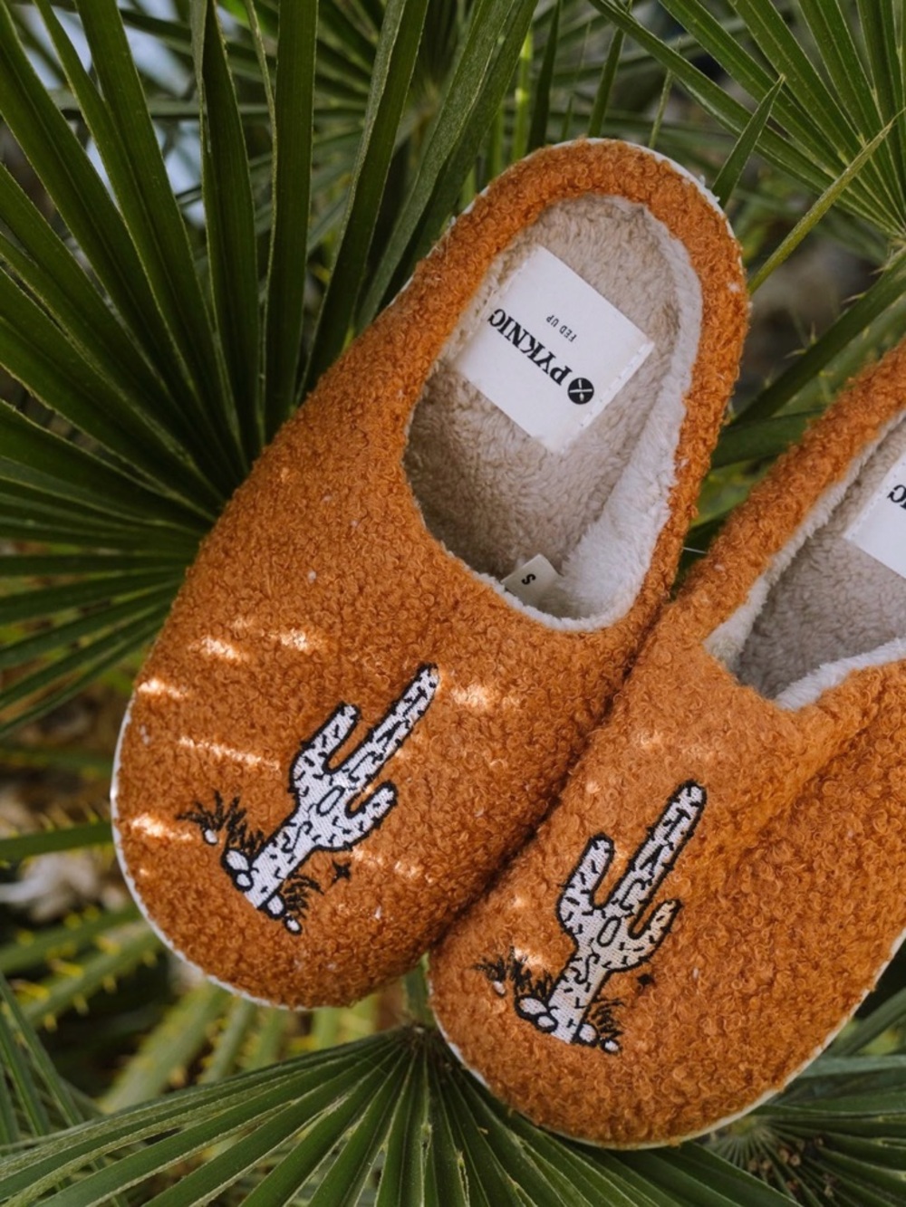 Women’s Brown Fuzzy Cactus Slip-On Slippers
